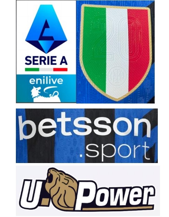 24/25 Serie A & Scudetto(Inter Milan 20) Badge & betsson.sport (home) & U.Power (home) Patch
