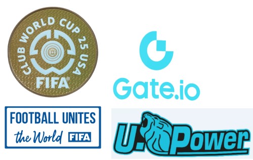 Club World Cup 25 USA Badge & FOOTBALL UNITES the world (White) Badge & 25/26 U.Power (home) & Gate.io (home) Patch